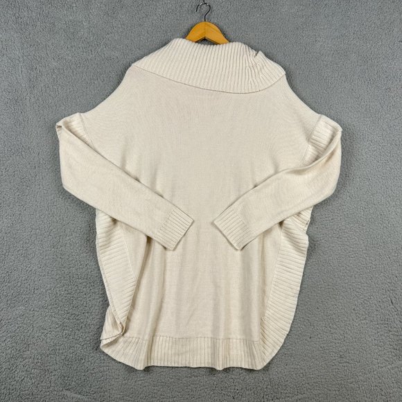 Francesca's Sweater Womens L/XL Taupe Tunic Cable Knit Loose Fit Open Split Hem - Picture 3 of 10